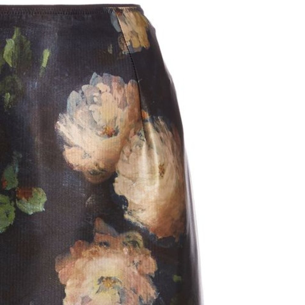 NEW Vince Women Painted Rose Petal Glow Silk Slip Midi Zip Up Skirt - Picture 2 of 10